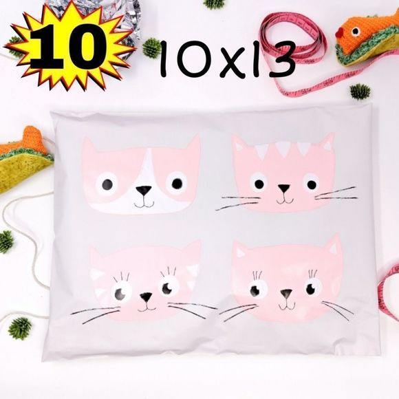 8/$20 Pink Cat Polymailers 10ct 10x13 Poly Mailer Bags - Picture 1 of 1